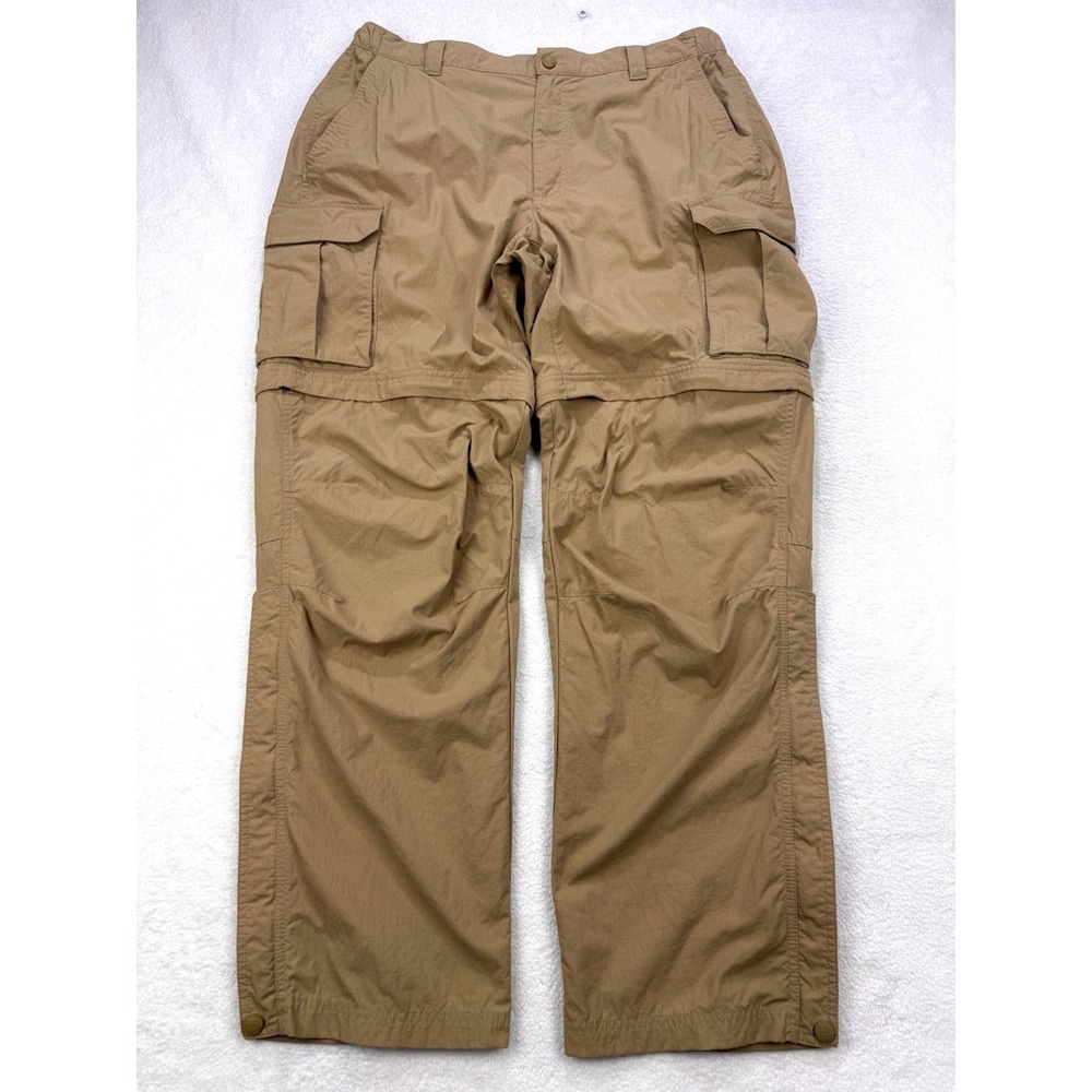 LL Bean Convertible Cargo Pants Men L Beige Insect Repellent Ripstop‎ Hiking